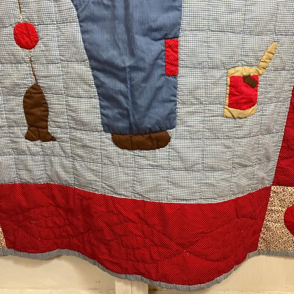 Handmade Pieced Appliqued Lightweight Quilt Boy Fishing Hearts 43